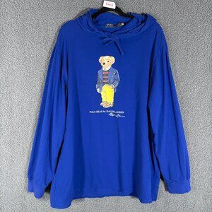 Polo Ralph Lauren Polo Bear Pullover Cotton Hoodie - Men's Size XXL - Blue